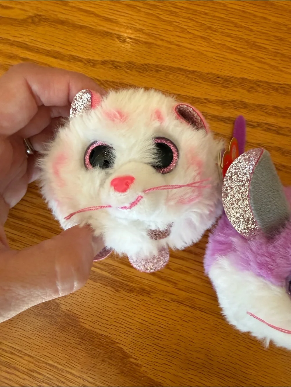 TY puffies and beanie balls cat mouse hamster